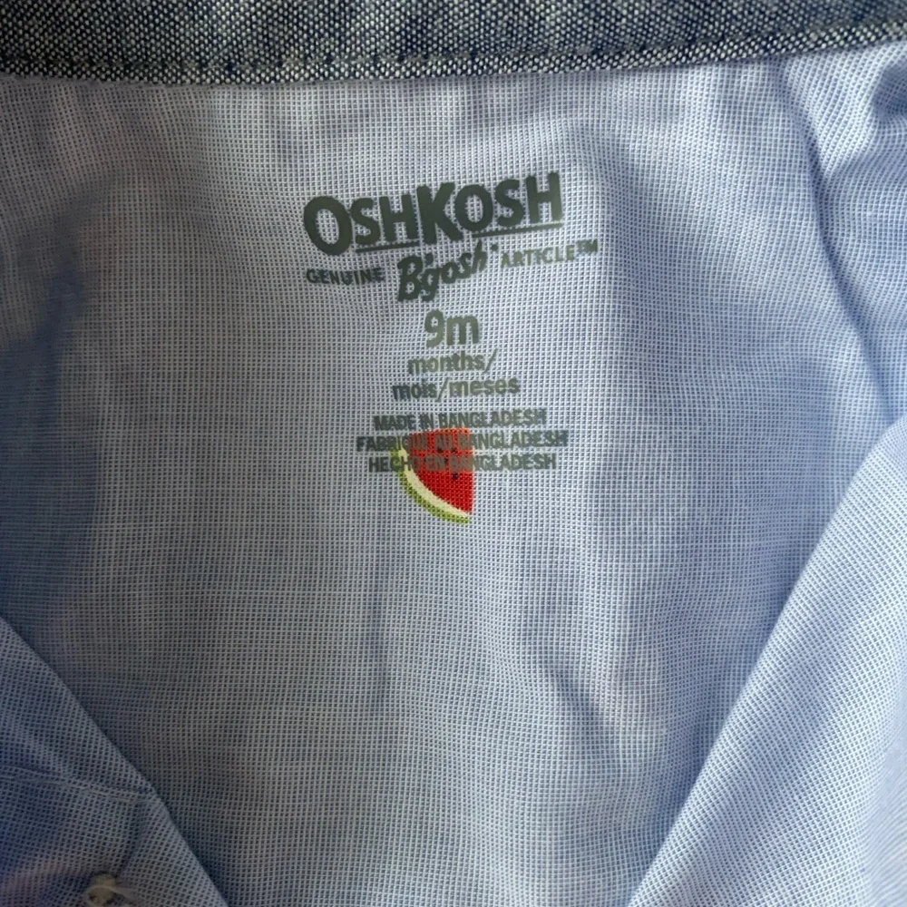 OshKosh B'gosh Red Short‎ Overalls Size 9M Watermelon Print Button Down Bodysuit